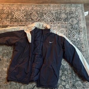 Nike Women's Navy and Cream Puffer Jacket